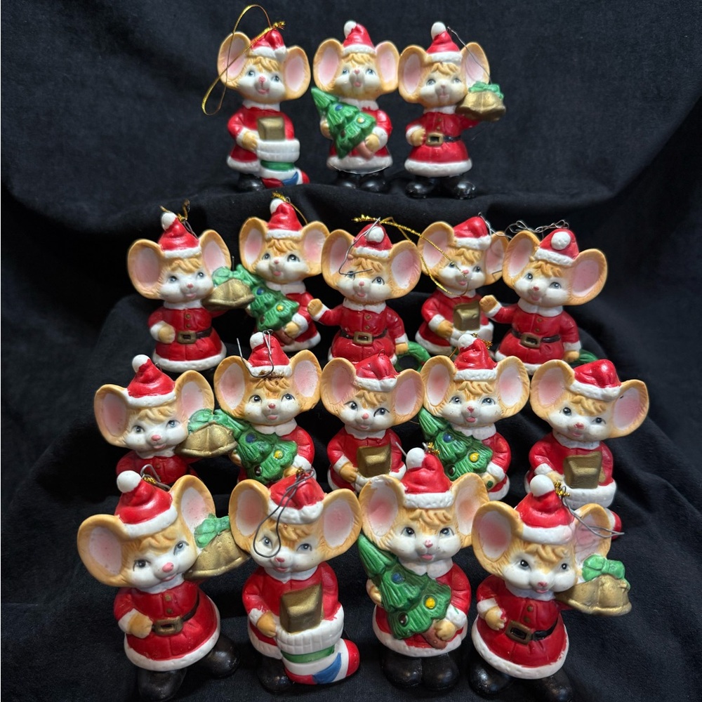 17 Vintage Christmas Mouse Ornaments